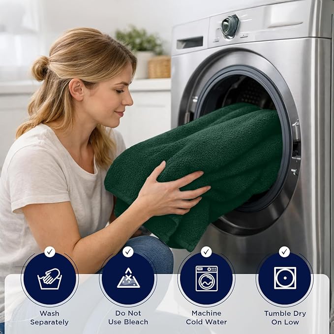 DAN RIVER 2 Pack Luxury Bath Sheets 35x70, 600 GSM, Soft & Quick Dry 100% Ring Spun Cotton Towels Ideal for Hotels, Spas, Gyms & Salons Extra Large, Hunter Green