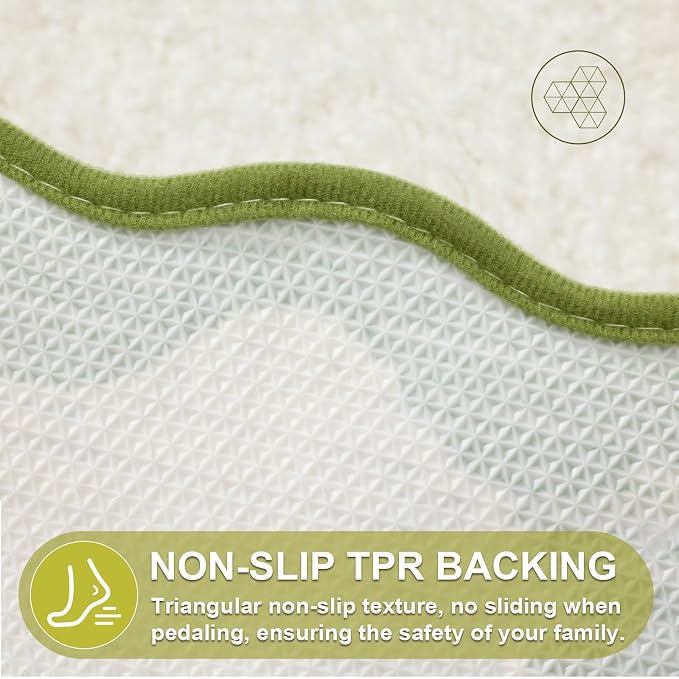 ORTIGIA Long Cute Scalloped Bathroom Rugs Runner, Fun Green Plush Microfiber Scallop Bath Mats Non Slip Washable Quick Dry Absorbent, Rug Carpet for Bathtub Sink Laundry Room Bedroom, 24x59