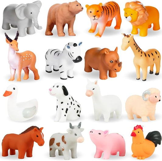 Baby Bath Toys, for Infants 6-12& Toddlers 1-3, No Hole Bathtub Toys (Animals Combo Ⅲ, 16 Pcs)