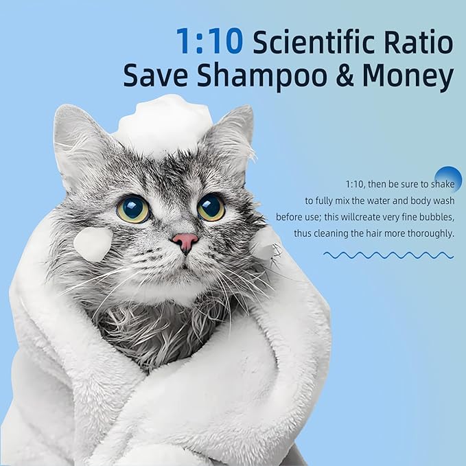 Electric Rotating Massage Dog Shampoo Spray Dispenser with Foam Brush [2026 Upgraded Version] Dual-core Electric pet Bath Brush | 2-Speed Variable Frequency SPA × Double Bubbles