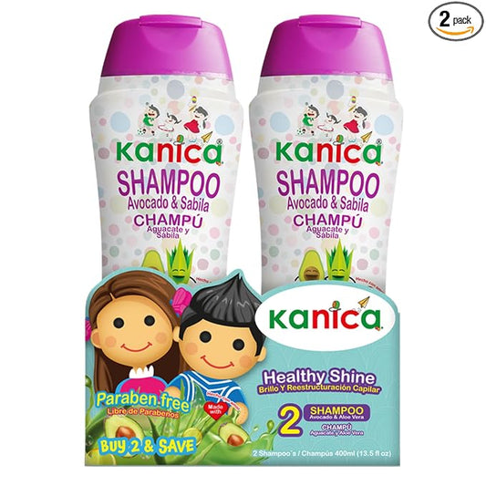 KANICA Kids Shampoo, Avocado & Aloe Vera Gentle Hair Cleanser, Paraben & Alcohol Free, Nourishing Daily Shampoo for Kids Hair Care, 13.5 fl oz (Pack of 2)