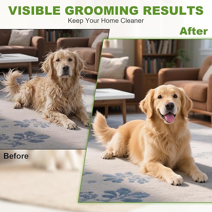 2026 New Double-Sided Dematting Comb for Dogs & Cats, Pet Grooming Tool for Long Haired Thick Double Coat Pets, Undercoat Rake Deshedding Brush for Tangles Matted Shedding Fur, Green-L-1Pcs