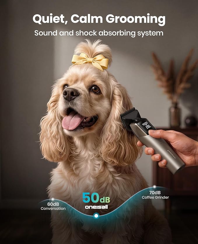 oneisall Dog Clippers for Grooming Thick Hair, Professional 9000RPM 5 Speed with 5 in 1 DLC Blade, 280min Cordless, Low Noise Dog Grooming Kit with 8 Metal Combs Carring Case for Dogs Cats Pet | 280Min Cordless. Low Noise. 5 in 1 DLC Blade.8 Metal Comb...