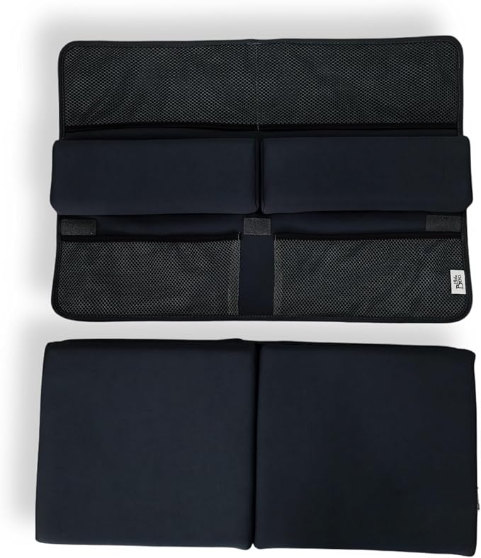 NEW Luxury Bath Kneeling Pad and Elbow Rest Set - THICK SOFT Bath Kneeler Pad and Bath Toys Organizer with Pockets - Supports Knees and Elbows - Bath Kneeling Pad for Baby Bathtime - Dark Grey
