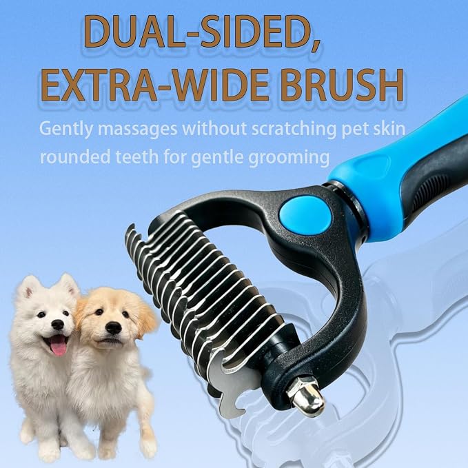 Pet Grooming Brush,Dematting Comb for Dogs and Cats, Undercoat Rake Pet Brush for Long Hair, Deshedding Dog Brush Removes Tangles Knots and Loose Fur, Matted Fur on Cats and Dogs
