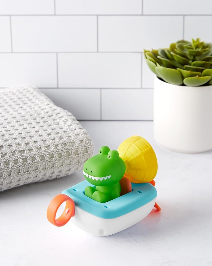 Skip Hop Baby Bath Toy Croc The Boat 3-Piece Set, Zoo
