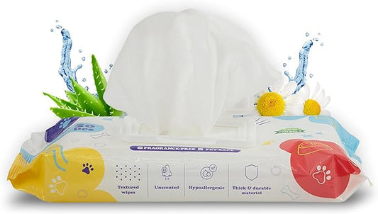 PETSWORLD 3-in-1 Pet Wipes | Hypoallergenic, Unscented & Biodegradable Grooming Wipes for Body, Paws & Butt | Thick, Durable, Daily Use Pet Cleaning Wipes (50 Count)