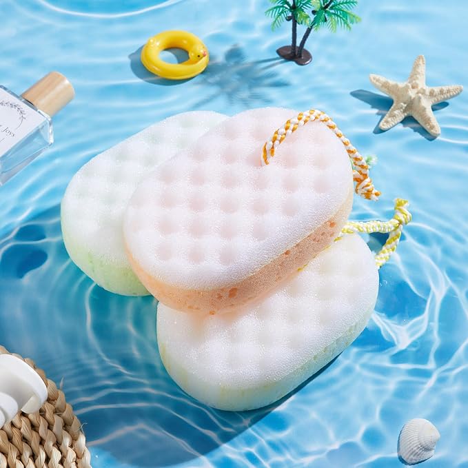 Boao 5 Pieces Soft Bath Sponge Shower Natural Gentle Soothing Body Fiber Exfoliating Shower Sponge Wash Bouquet for Women Men, Random Color (Fresh Color)