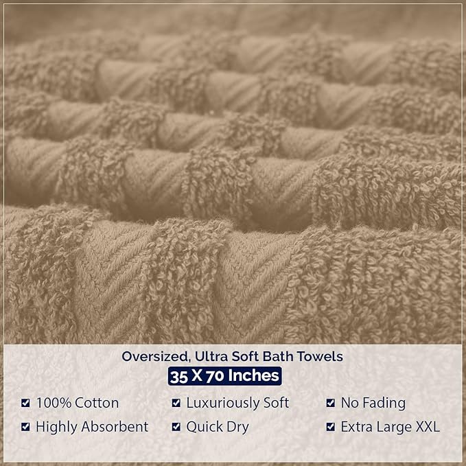 DAN RIVER 2 Pack Luxury Bath Sheets 35x70, 600 GSM, Soft & Quick Dry 100% Ring Spun Cotton Towels Ideal for Hotels, Spas, Gyms & Salons Extra Large, Tan