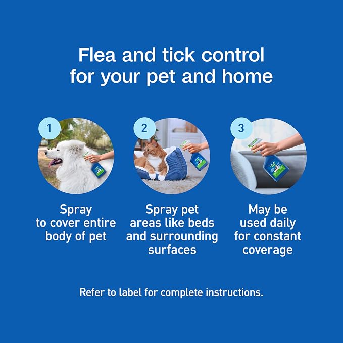ADAMS Botanicals Flea & Tick Pet & Home Spray, Flea and Tick Spray for Dogs, Cats, Puppies, & Kittens, Indoor Home Treatment, Kills on Pet Bedding and Furniture, 16 Oz