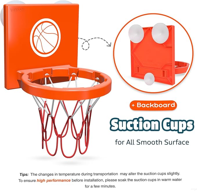 MARPPY Bath Toys - Bathtub Basketball Hoop for Toddlers Kids | Suction Cups Baby Mini Basketball Hoop with 4 Soft Balls | Fun Bath Toy for Boys and Girls