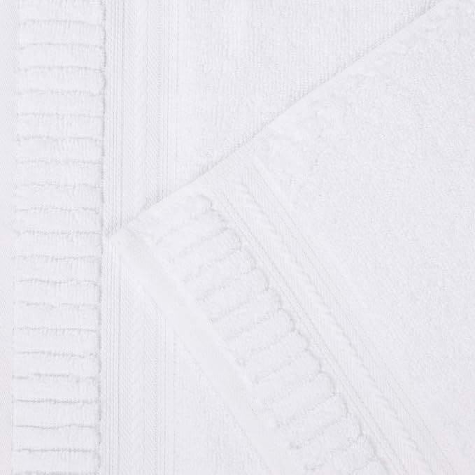 Superior Venice Zero Twist Cotton Medium Weight Towels, for Guest Bath, Bathroom, Shower, Spa, Plush Towels, Bath Essentials, Ribbed Textured Border, 6 Piece Assorted Towel Set, White
