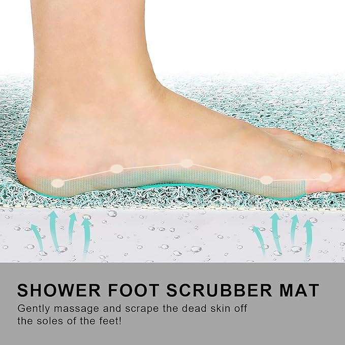 Nonslip Bathtub Mat, Anti Slip Bath Mat 0.6" Extra Thick, Quick Dry Bath Tub Anti Slip Shower Mat, Loofah Non-Slip Bath Mat for Tub Bathroom Pool Kitchen Entryway Home Hotel(Blue 24x27)