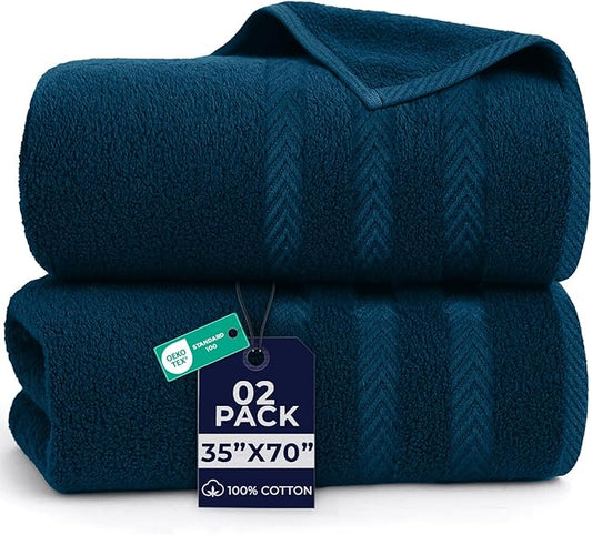 DAN RIVER 2 Pack Luxury Bath Sheets 35x70, 600 GSM, Soft & Quick Dry 100% Ring Spun Cotton Towels Ideal for Hotels, Spas, Gyms & Salons Extra Large, Opal Blue