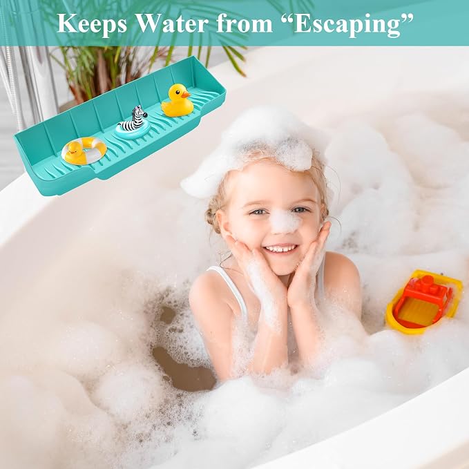 Splash Guard for Bathtub, 1p Soft Silicone Foldable Tub Splash Guard Stopping Water Droplets from Splashing Suitable for Bathtubs and Sinks (Green)