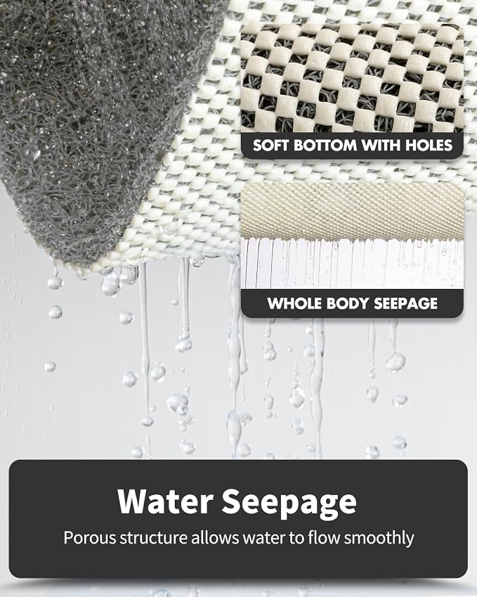 Non-Slip Bathtub Mat, 16x24 Inch, Shower Mats for Bath Tub, PVC Loofah Bathroom Mats for Wet Areas, Quick Drying Foot Scrubber Mat