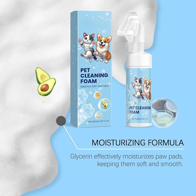 Dog Paw Cleaner Foam for Dogs & Cats, Moisturizing Paw Care | No-Rinse, Pet Safe, Avocado & Coconut Oils, Deeply Hydrates Dry Cracked Pads, After-Walk Care, Sensitive Paws
