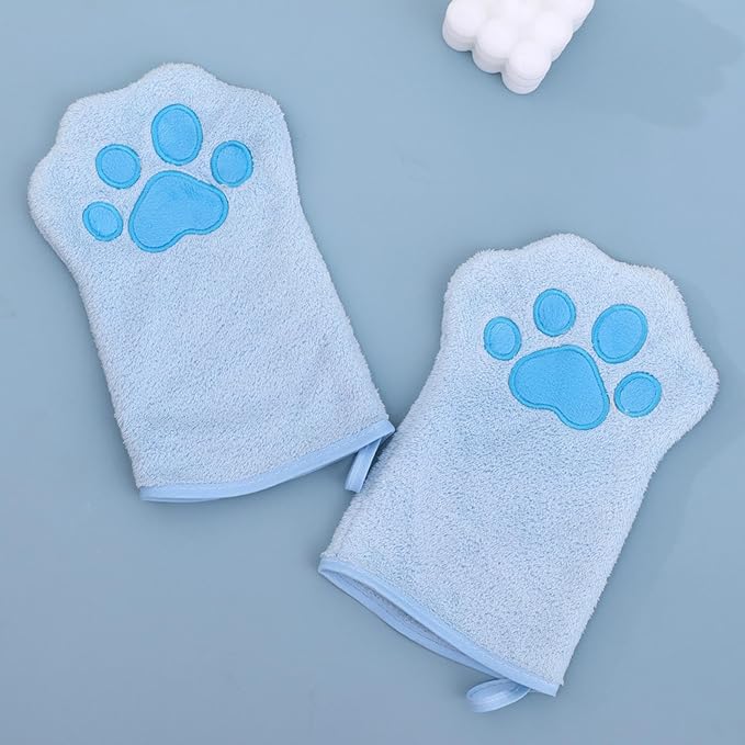 Quick Drying Pet Glove Towel with Hanging Grip Ideal for Dog Bath Comfort Easy and Water Absorption