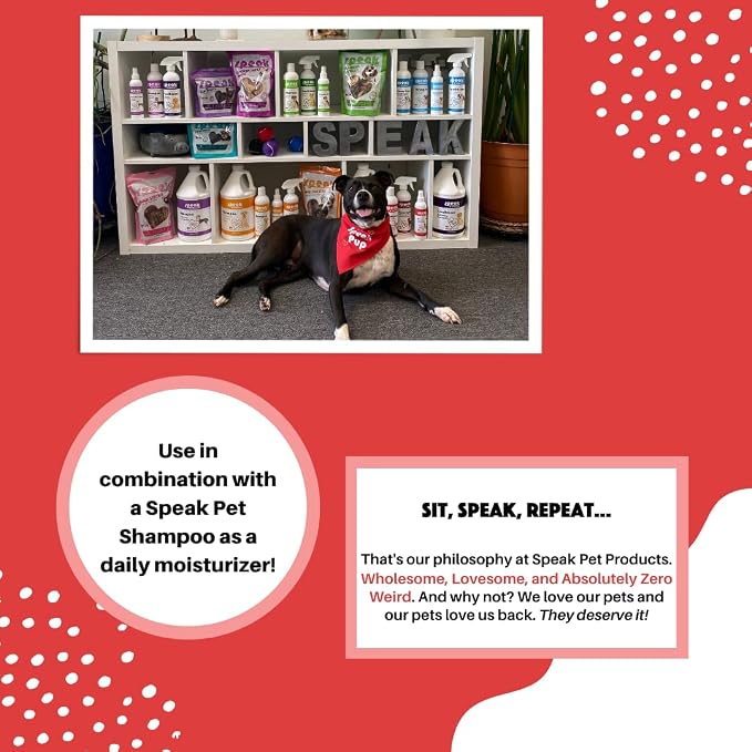 Speak Pet Products Dog Natural Leave-in Conditioning Spray Refill with Pump, Soothing Cherry Almond Oatmeal, 1 Gallon