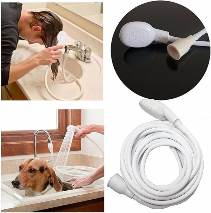 5m/16.4ft Portable Sink Spray Rubber Hose Shampoo Sprayer Handheld Faucet Shower for Pets Sink Hose Faucet Sprayer, Bathing Baby, Washing Hair, Rinsing Vegetables