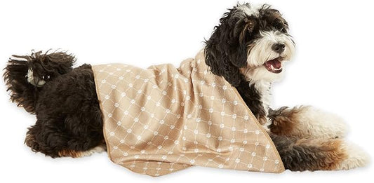 Bone Dry Pet Grooming Towel Collection Trellis Print, Microfiber Absorbent Drying Set, 15x30, Taupe, 3 Count
