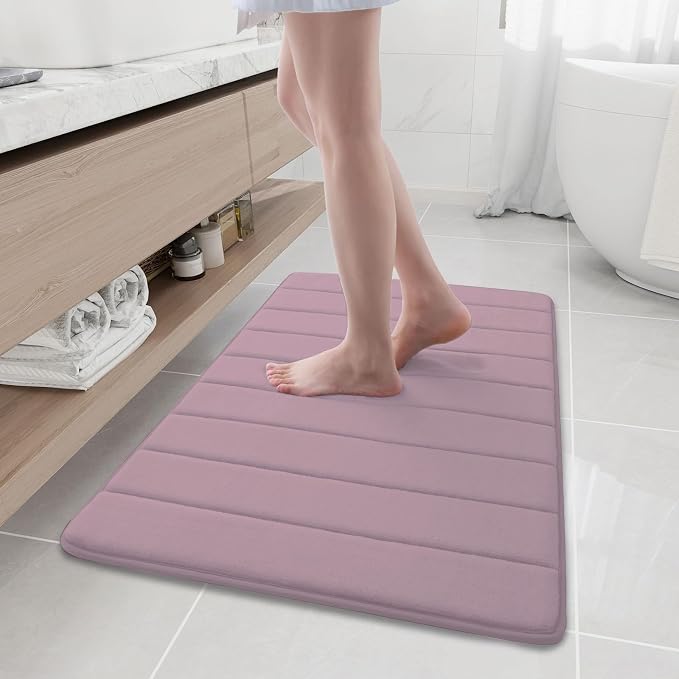 Buganda Memory Foam Bath Mat, 35.4" x 24", Ultra Soft Bathroom Rugs, Water Absorbent and Machine Washable Bath Rug Runner for Bathroom, Shower, and Tub, Mauve