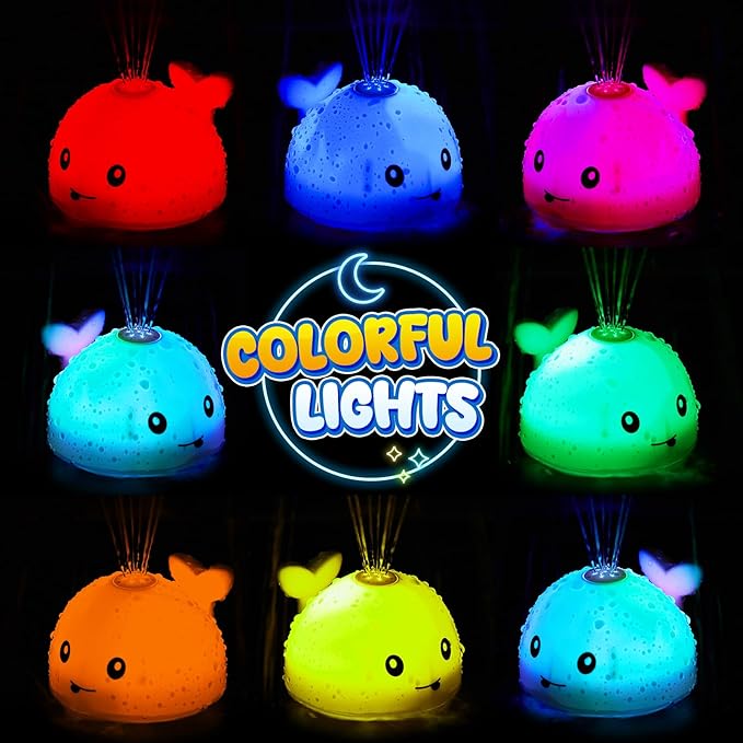 Original Magnetic Charging - Whale Bath Toy, Light Up Baby Bath Toys for Kids Ages 1-3, Baby Easter Basket Stuffers Bathtub Water Toy Sprinkler, 1 2 3 Year Boys Girls Gifts Bath Toy 6-12-18 Months
