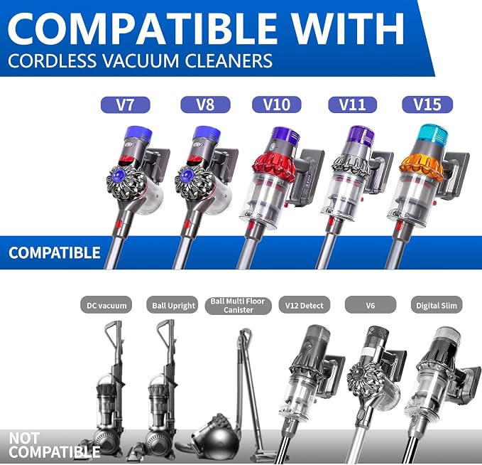 Vacuum Attachment Kit Compatible with Dyson V7 V8 V10 V11 V15 Vacuum Cleaner，Dryer Vent Hose Flexible Extension Hose Mattress Tool Stiff Brush Soft Bristle Crevice Tool Attachment for Home Cleaning