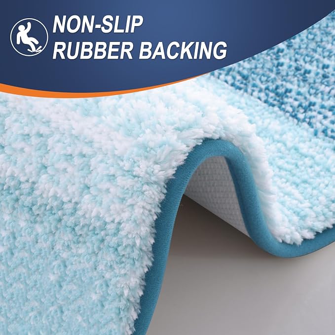 OLANLY Large Bathroom Rugs Mat 45x27, Extra Soft Absorbent Microfiber Bath Rugs, Rubber Backing, Quick Dry, Washable Bath Mats for Bathroom Floor, Tub and Shower, Home Decor Accessories, Peacock Blue