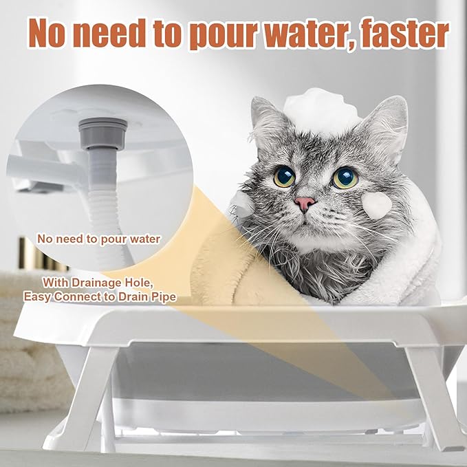 Portable Dog Bath | Bathing Station Pet Bathtub - Elevated Dog Bath, 2 in 1 Wash Station, Portable Bathtub, Pet Tub for Small Dogs, Cats, Pet Supplies