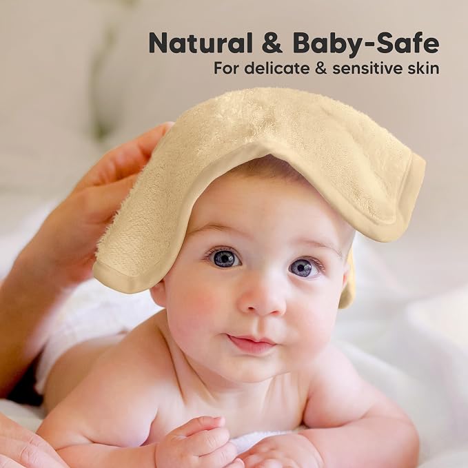 6-Pack Baby Washcloths, Soft Absorbent Washcloths for Face, Body (Khaki) | Viscose from Bamboo Washcloths, Baby Towels, Newborn, Kids, Toddlers, Infant, Gentle on Sensitive Skin, 10x10, Reusable