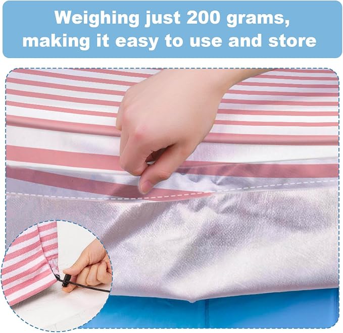 Foldable Round Dog Swimming Pool Cover, for 32"/48"/63" Collapsible Outdoor Tub,PVC Coating Waterproof and UV Protection (M-48 * 12 inch, Pink Stripes)