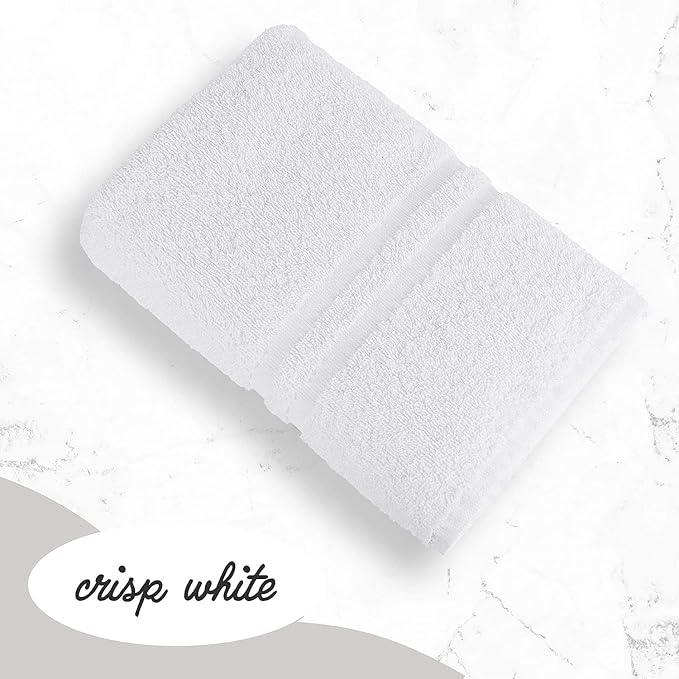 GREEN LIFESTYLE Bath Towels 24" x 50" 48 Pack - White Large Bath Towels, Soft Absorbent Thick Towels for Hotel, Spa, Gym and Bathroom Use, Cotton Blend Bulk Towel Set