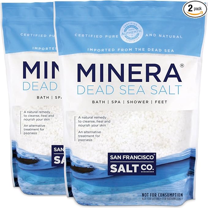 Minera Coarse Grain Dead Sea Salt for Bath & Soaking – 38 lbs (Qty. 2 x 19 lbs. Bags), Fast-Dissolving, 100% Pure & Natural, Unscented, Skin-Nourishing Bulk Sea Salt