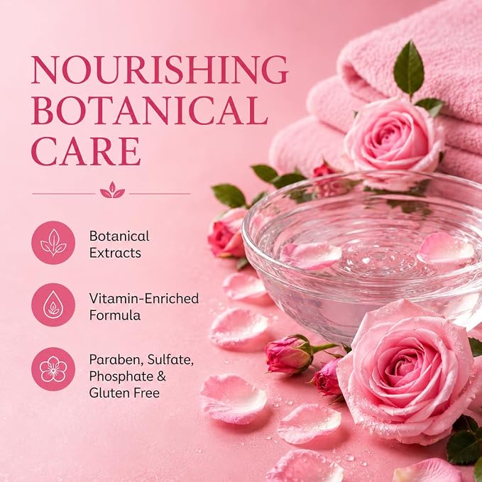 Ginger Lily Farms Botanicals Nourishing Body Wash, 100% Vegan & Cruelty-Free, Whispering Rose Scent, 1 Gallon (Pack of 4)
