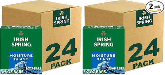 Irish Spring Bar Soap for Men,Moisture Blast,3.7 Oz,(Pack of 48)