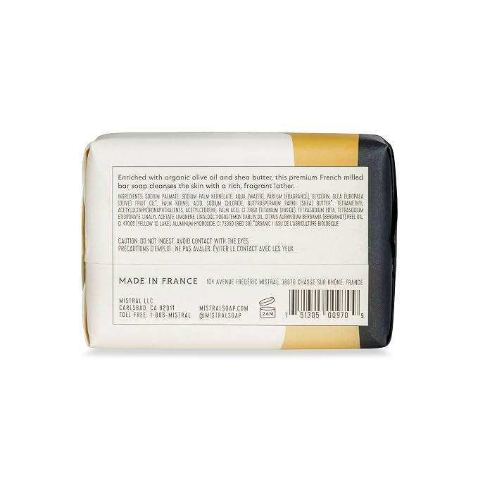 Mistral Ride Ventoux Luxury Soap | Citrus, Fir, Rosemary & Cedarwood Scent | Men’s Natural Soap Bar | Paraben & Phthalate-Free | Moisturizing Triple-Milled Bar | Made in France, 7 oz
