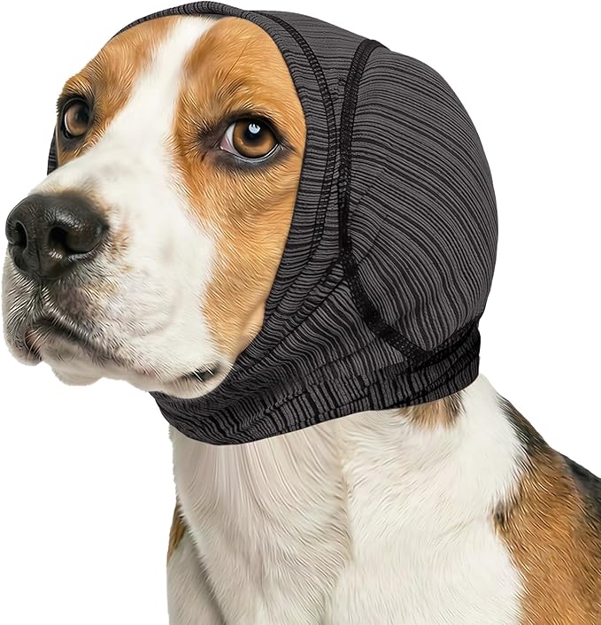 IECOii Anxiety Relief Dog Ear Cover, Snug No Shaking Calming Head Warp for Hematoma, Soft Dog Hearing Protection for Thunderstorm, Firework, Blow Drying, Quiet Dogs Ear Plugs for Noise Cancelling, XL