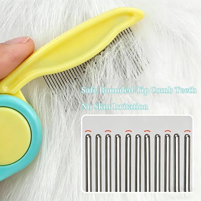 Foldable Dual-Head Tear Stain Remover Eye Comb for Small Dogs Cats Hamsters Grooming Tool, Fit Yorkie, Shih Tzu, Maltese, Poodle, Cockapoo ， Puppy Essentials, Flea Brush (Yellow)