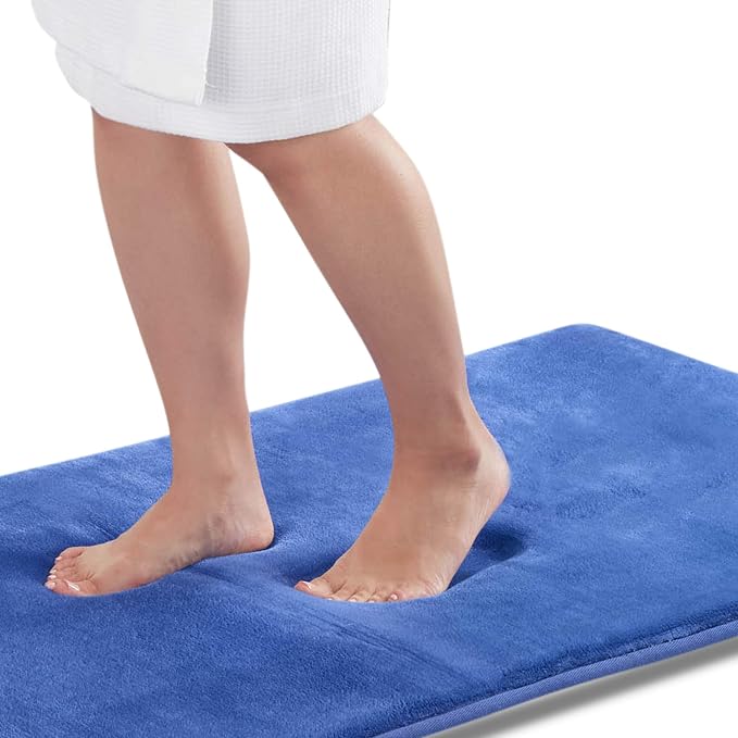 Memory Foam Bath Mat Non Slip Absorbent Super Cozy Velvet Bathroom Rug Carpet (60 inches X 24 inches, Royal Blue)