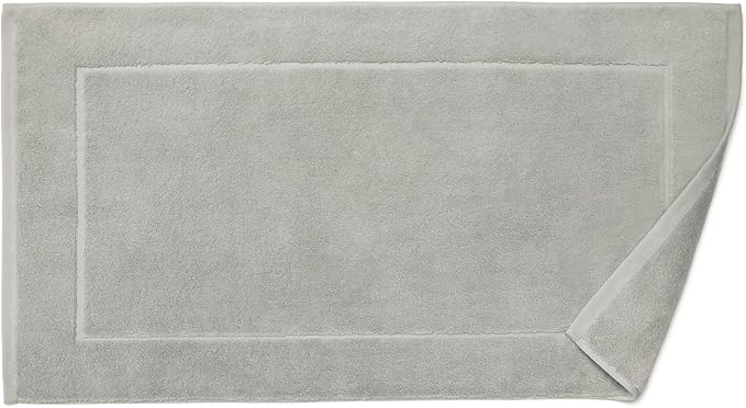 Sferra Cielo Tub Mat 20 x 33 inch – 100% Long Staple Zero Twist Cotton Bath Mat, Luxurious Woven Border, Fade Resistant, 550 GSM Super Absorbent and Soft Bath Tub Mat - Made in Portugal- Platinum