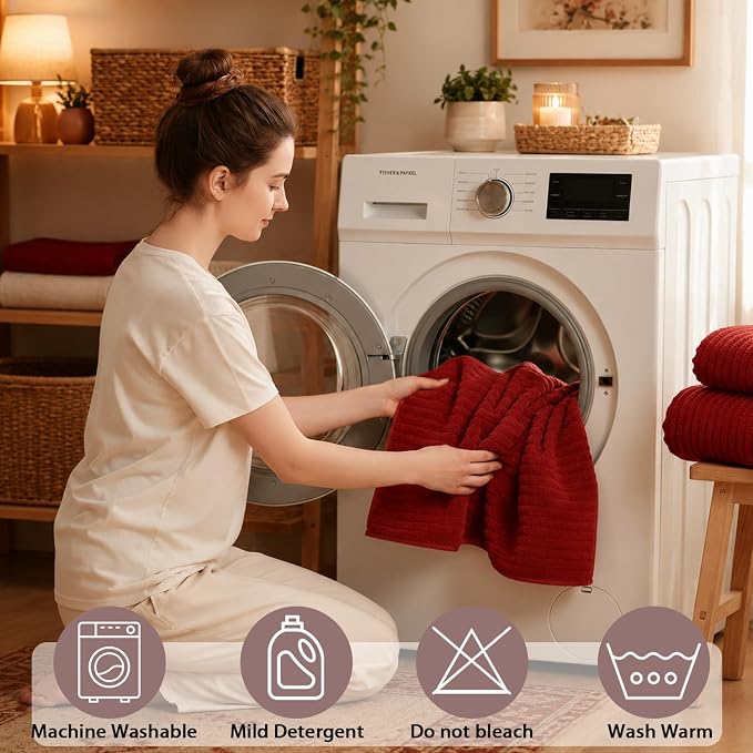 6-Piece Bath Towel Set - Includes 2 Extra Large Bath Sheets (40"x80"), 2 Hand Towels & 2 Washcloths - Premium Microfiber Quick Dry Luxury Towels for Bathroom (Red)
