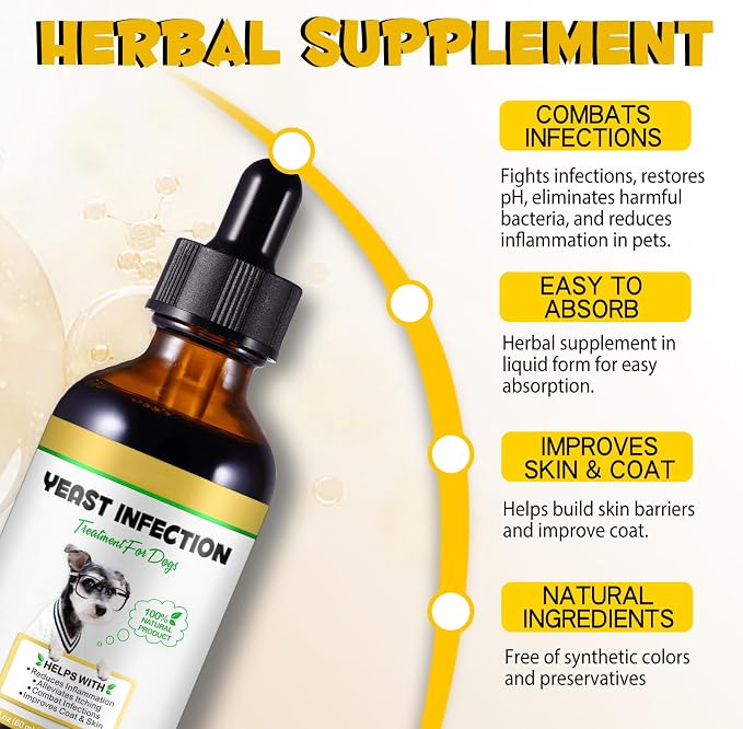 VOSIFSDIY Yeast Infection Treatment for Dogs, Natural Dog Yeast Infection Treatment Supports Itch Relief, Ear Infection, Allergy Relief, Pet Supplies Dog Herbal Supplement, Bacon Flavor-2PCS