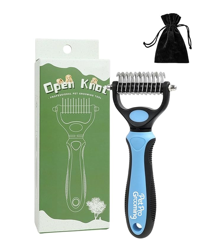 Tool, 2-In-1 Double-Sided Grooming Tool, Pet Shedding Remover Rounded-Tooth Comb For Painlessly Removing Knots And Loose Hair (Blue-Small)