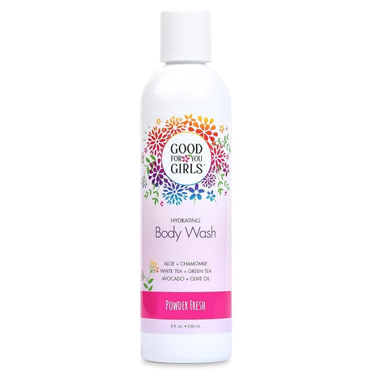 Good For You Girls Natural Body Wash with Aloe, Avocado & Jojoba Oils,Shower Gel Body Wash for Girls to Adults, Vegan and Paraben Free, Powder Scent (8 Fl oz)
