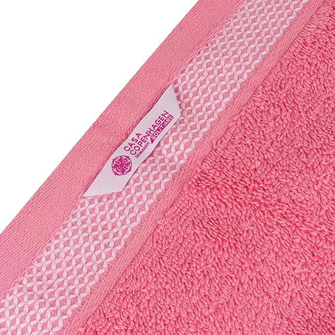 CASA COPENHAGEN Solitaire 6Pcs 100% Egyptian Cotton Large Designer Towels Gift Set- Purple Rose - Pink, 600GSM, 2Bath 2Hand 2Washcloths, Bath Towels for Bathroom Set for Women & Men