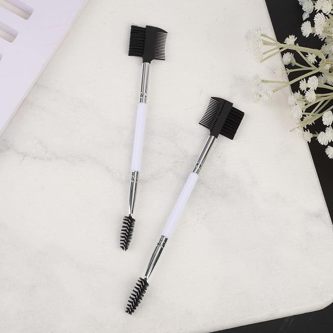 2pcs Double-Headed Soft Bristle Facial Comb, Tear Stain Gunk Remover for Puppy and Cat Grooming (White)