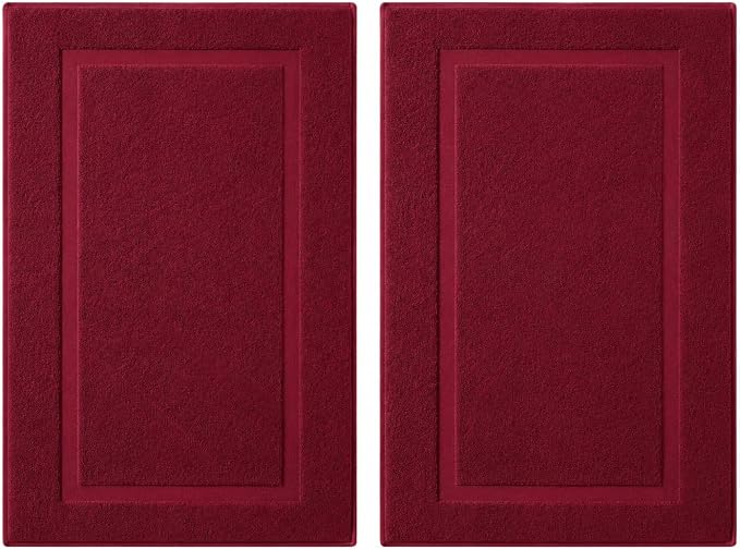 SALBAKOS 100% Turkish Cotton Bath Mat Set 2-Piece - 20x34 inch, Hotel & Spa Collection, Soft, Absorbent, Long Lasting, Durable Bathroom Rugs | Made in Turkey (Wine, 2 Bath Mats)