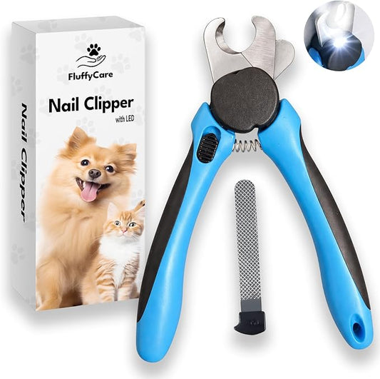 LED Dog Nail Clipper with Light & Safety Guard, Professional Pet Nail Trimmer with Quick Sensor, Extra Sharp for Thick Nails, for Large & Small Dogs and Cats (Medium-Large, with LED)