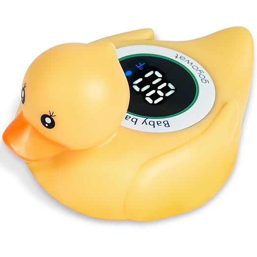 Baby Bathtub Thermometer with LED Display Screen+Cute Duck toy-2-in-1 | Color Coded Alarm (Cold/Comfortable/hot) Bath Temperature Monitor, Adorable Floating Toys for Infants, Essential for Babies